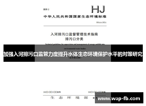 加强入河排污口监管力度提升水体生态环境保护水平的对策研究