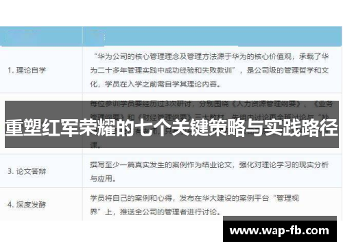 重塑红军荣耀的七个关键策略与实践路径